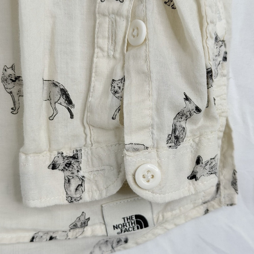 The North Face women Shirt All Over Print Wolves Wolf Nature SZ-S organic cotton - Picture 13 of 16